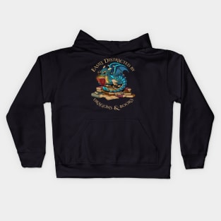 Easily Distracted By Dragons And Books Kids Hoodie